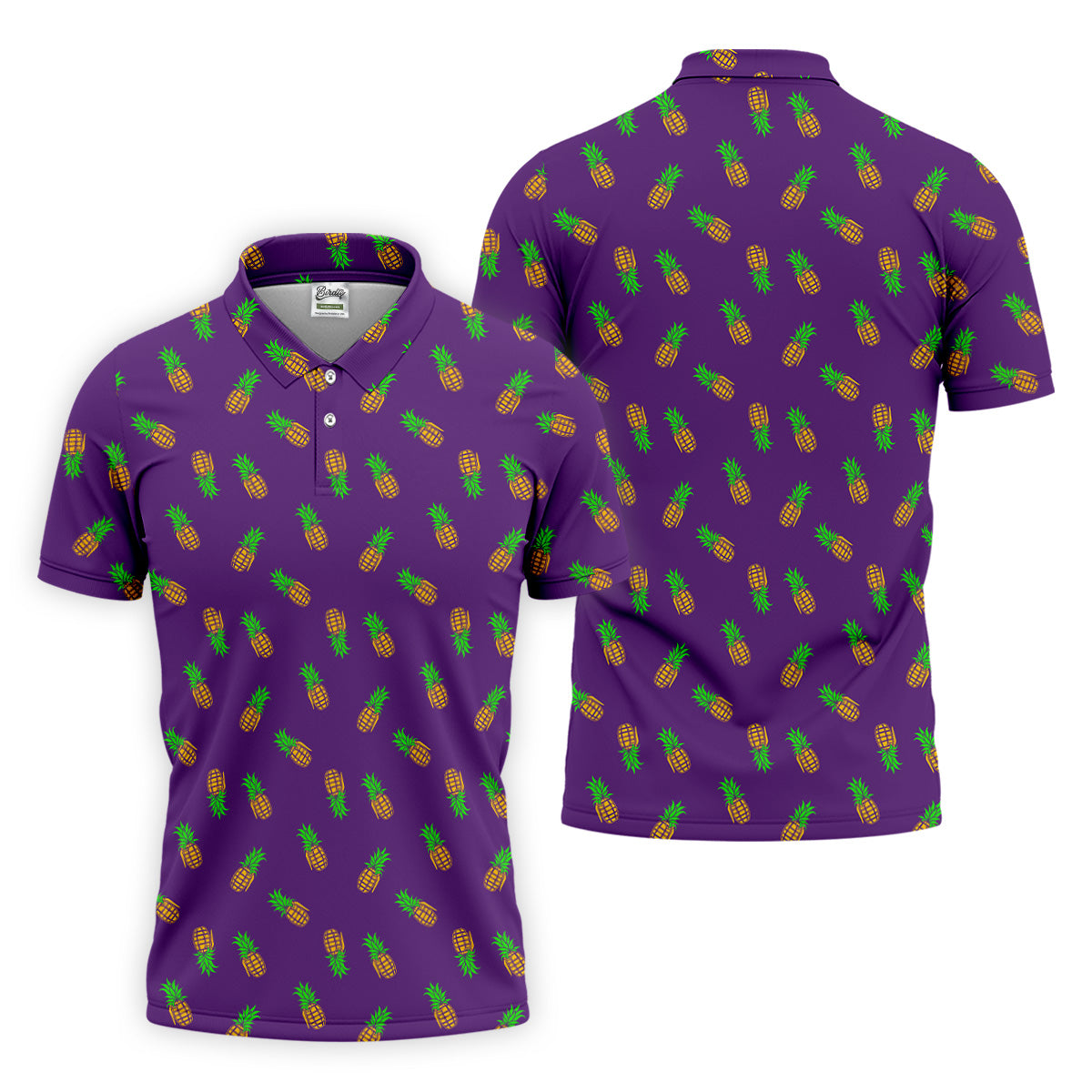 Pineapple Grenade Purple Golf Shirts, Men Polo, Golf Gift For Men, Golfing Apparel