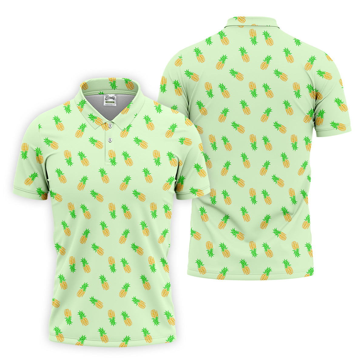 Pineapple Grenade Light Green Golf Tops For Men, Men Polo, Golf Gift For Men, Golfing Apparel