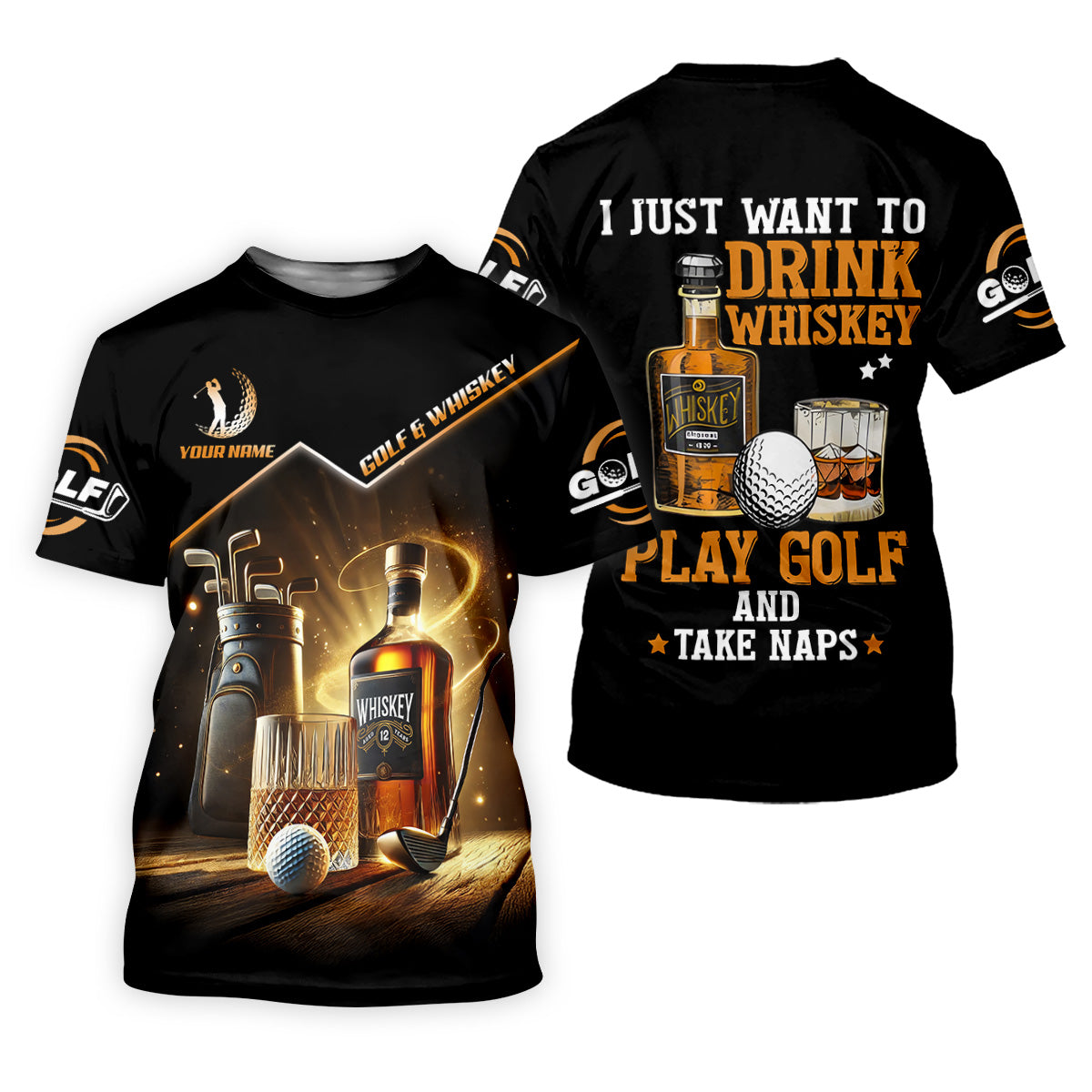 I Just Want To Drink Whiskey Play Golf And Take Naps Fun Womens Golf Shirts, Ladies Golf Shirts