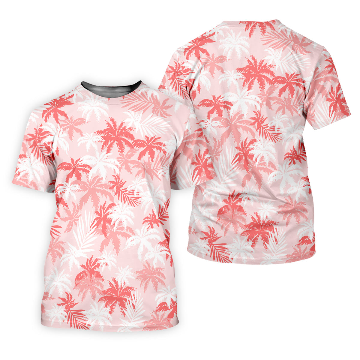 Palm Leaves Print Tropical Pink Golf Tops For Men, Hawaiian Golf Shirts, Polo ShirtFor Men