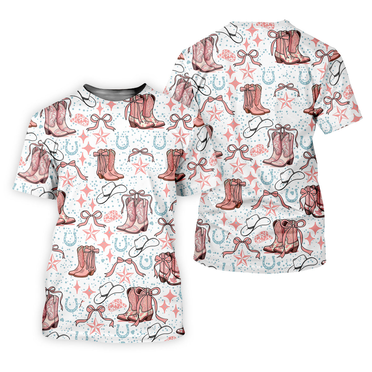 Coquette Cowgirl Boots Pink Western Womens Golf Shirts, Retro Golf Shirt, Ladies Golf Polos