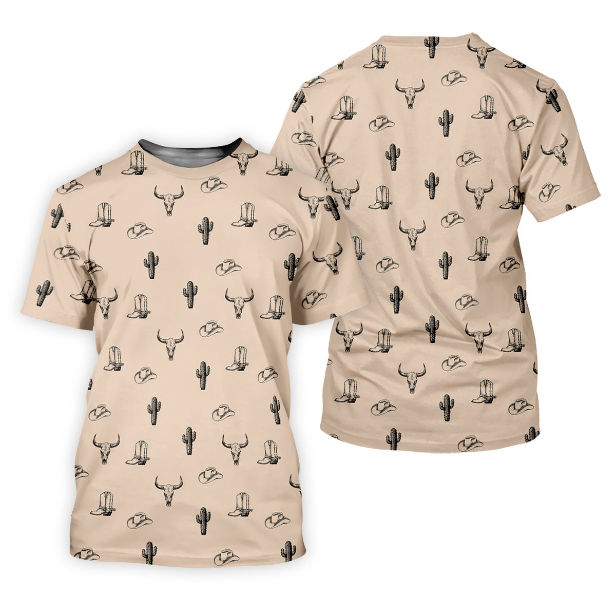 Wild West Cactus Light Brown Western Golf Shirts Women, Unique Gift For Golfer, Ladies Golf Shirts