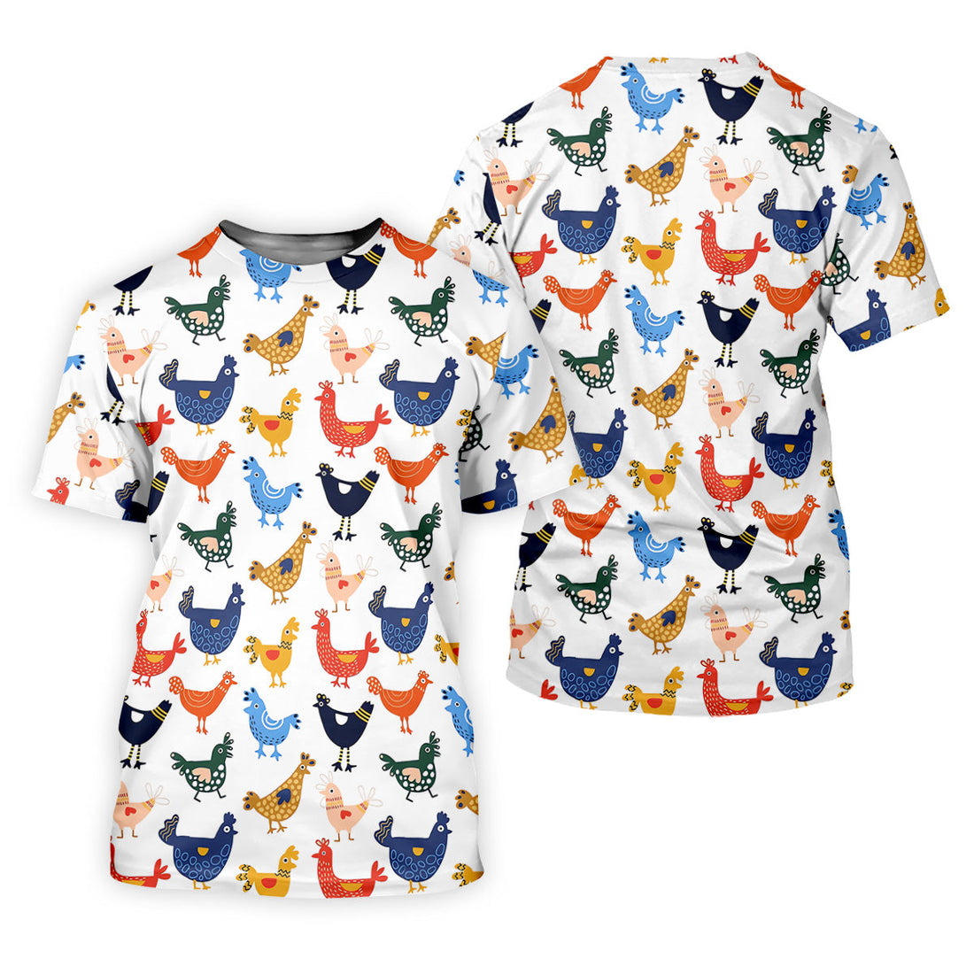 Colorful Animated Chickens White Polo Women, Gift For Chicken Lover, Ladies Golf Shirts, Golfing Apparel