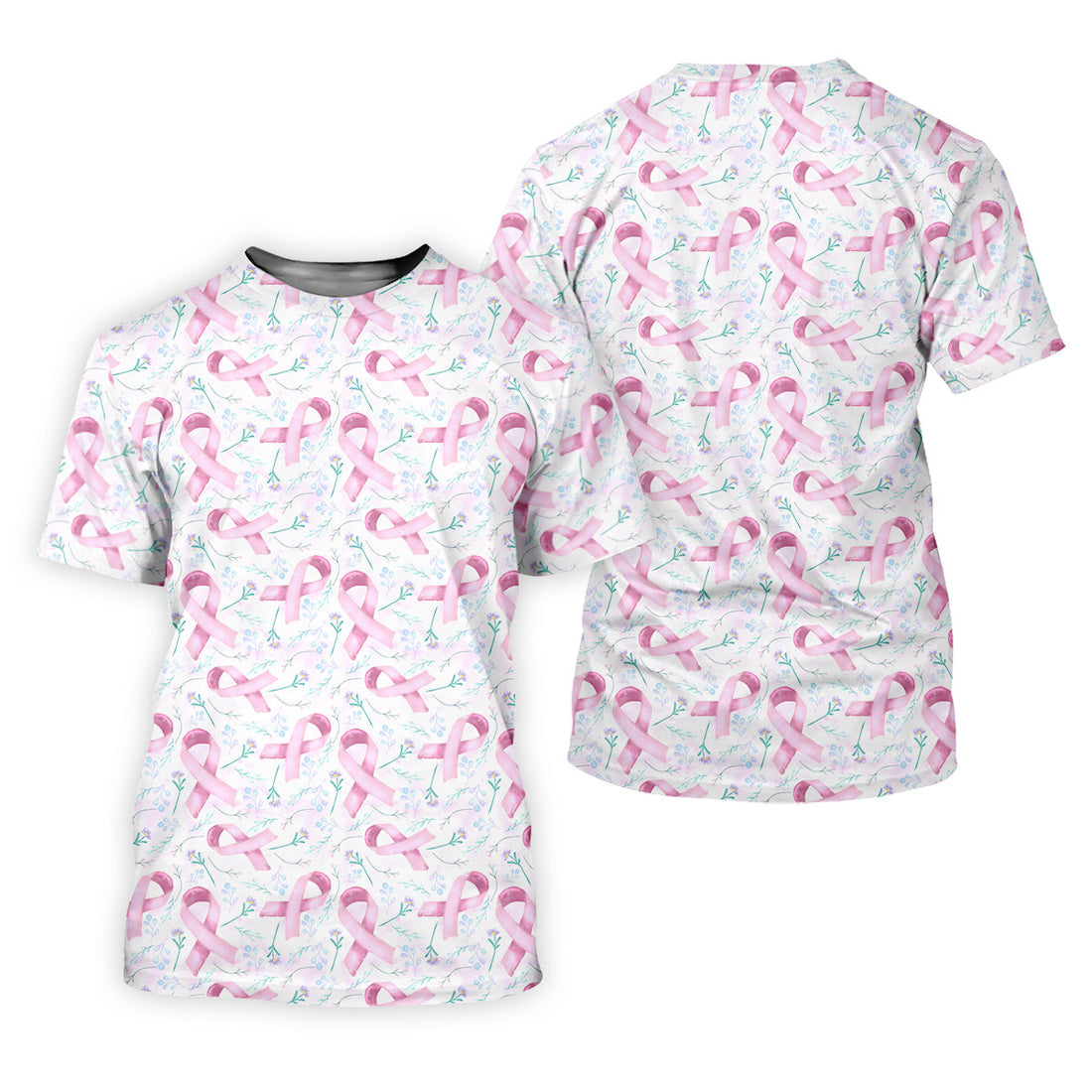 Pink Floral Breast Cancer Golf Shirt, Women's Long Sleeve Golf Shirts, Ladies Golf Shirts