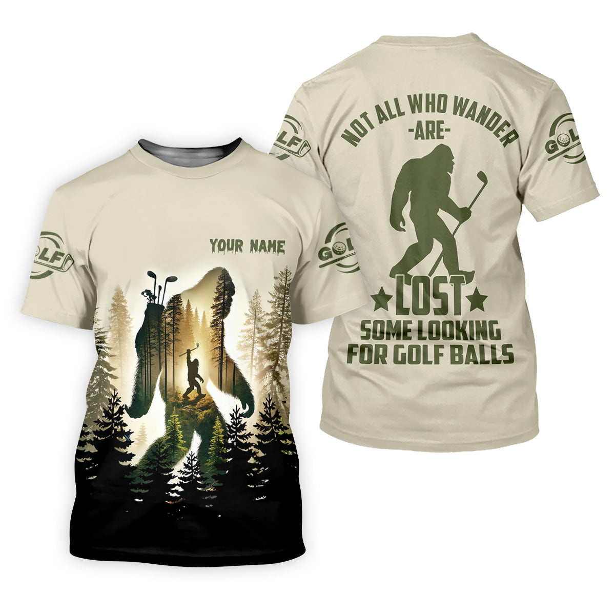 Not All Who Wander Are Lost Some Are Looking For Golf Balls Bigfoot Golf Shirt, Ladies Golf Polos