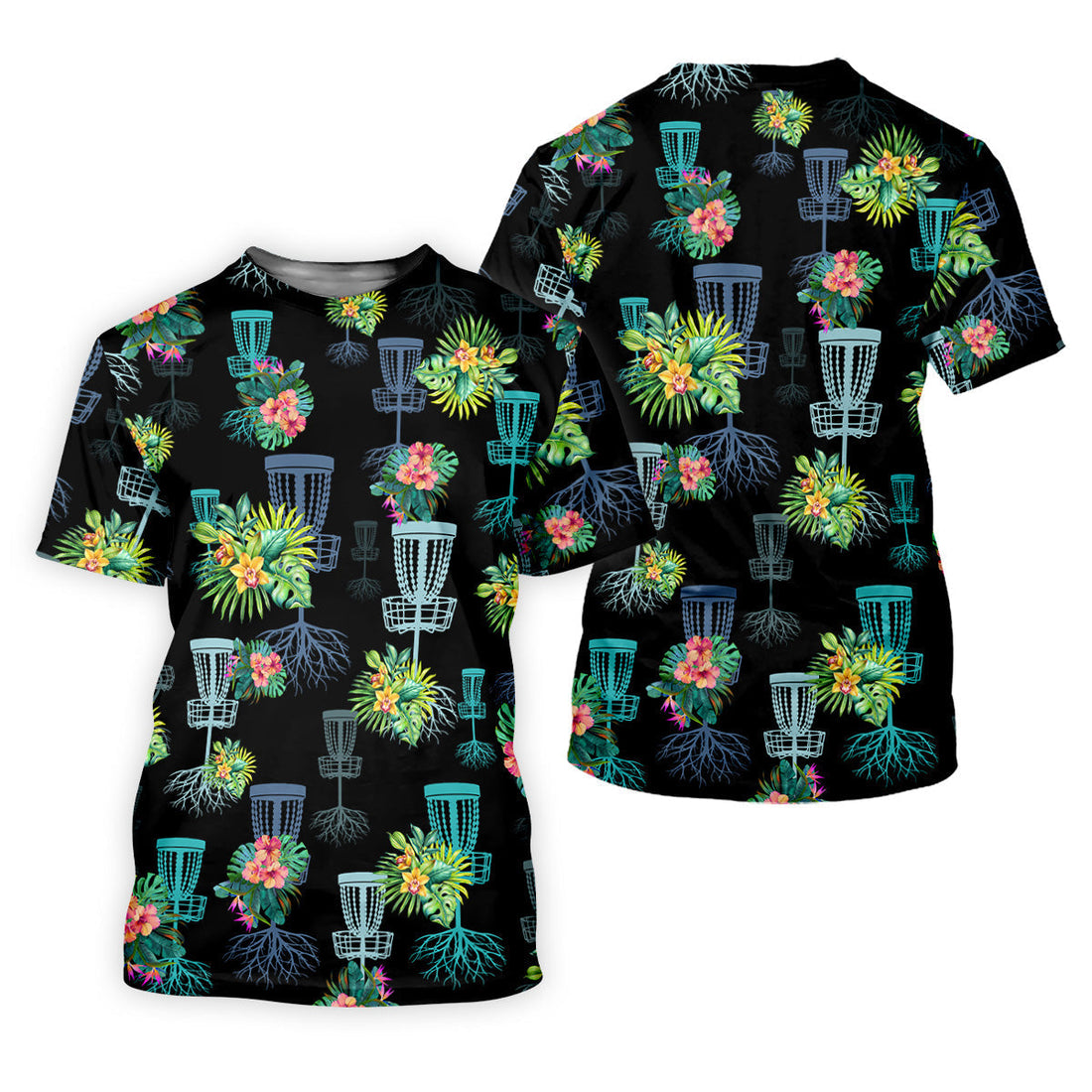 Tropical Floral Pattern Disc Golf Shirt, Black Golf Shirt, Ladies Golf Shirts, Women's Polo Shirt