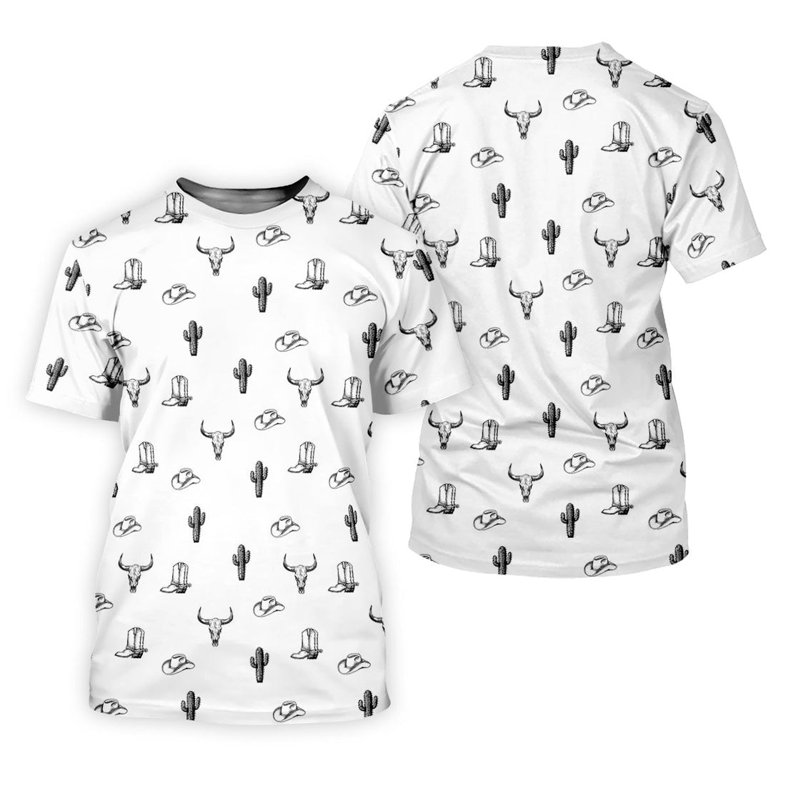 Wild West Cactus White Western Golf Shirt, Golf Tops For Men, Polo Shirtor Men, Golfing Apparel