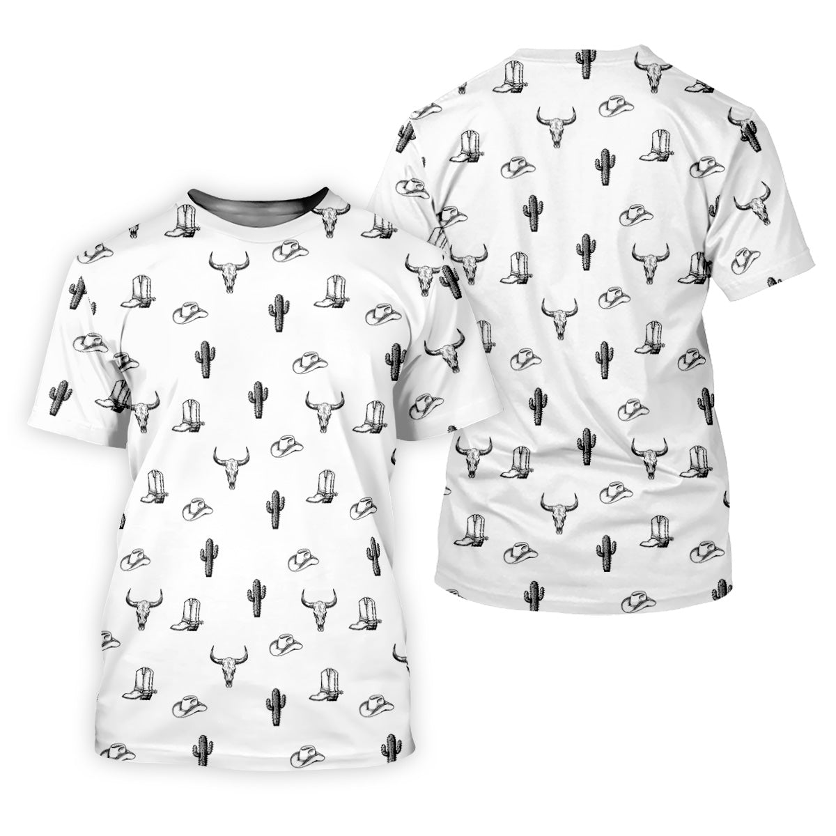 Wild West Cactus White Western Golf Shirt, Golf Tops For Men, Polo Shirtor Men, Golfing Apparel