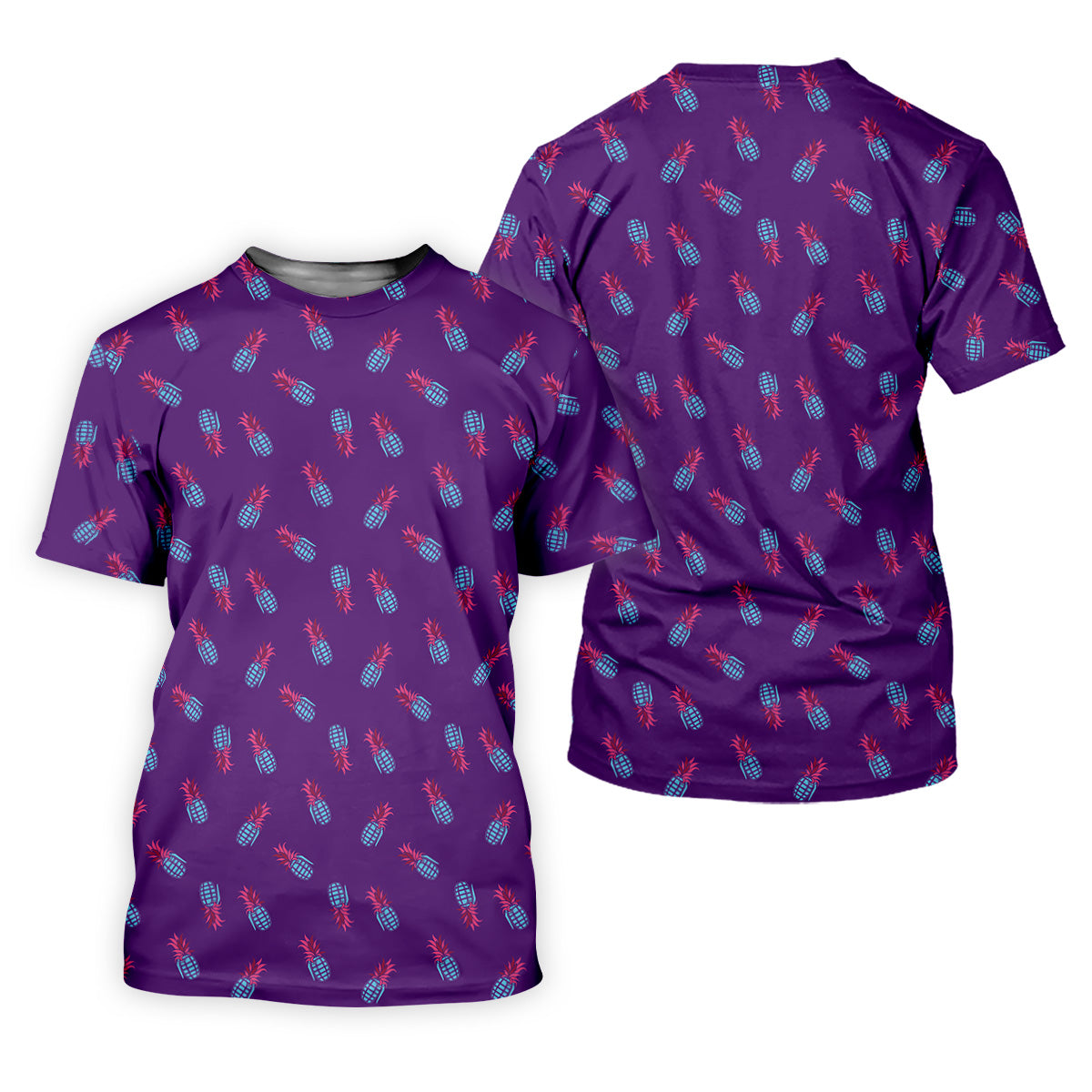 Pineapple Grenade Purple Golf Tops For Men, Men Polo, Golf Gift For Men, Golfing Apparel