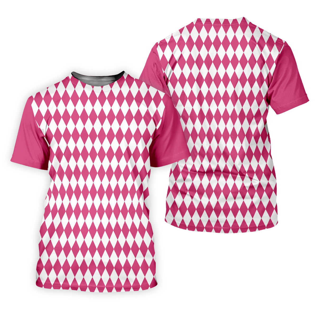White And Pink Argyle Pattern Men Polo, Polo ShirtFor Men, Golf Gift For Men, Golfing Apparel