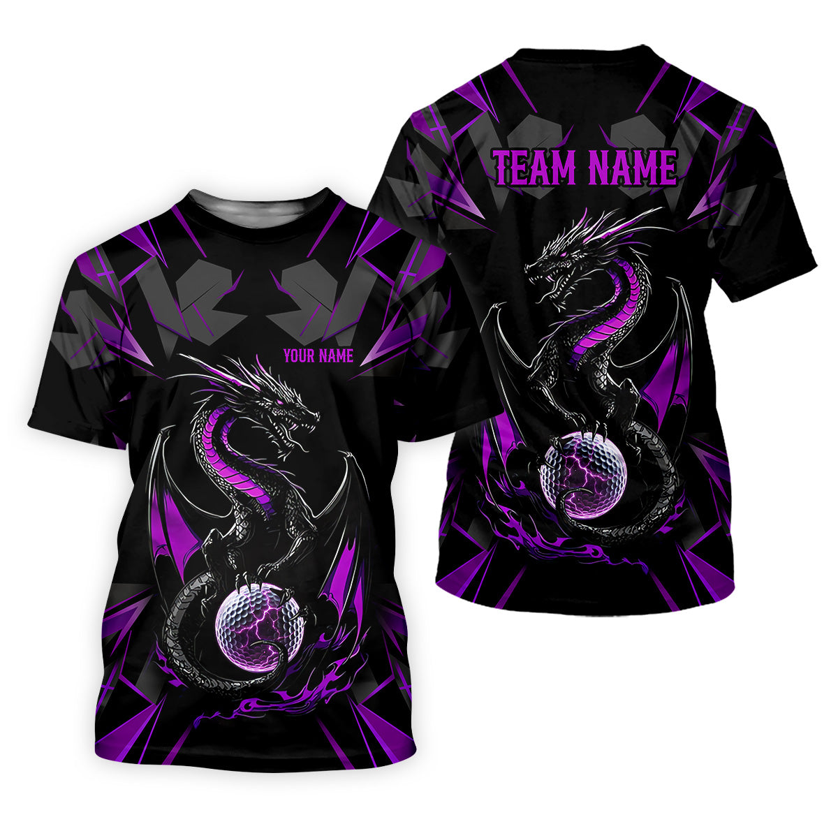 Black And Purple Dragon Golf Team Shirt, Womens Golf Tops, Ladies Golf Shirts, Golfing Apparel