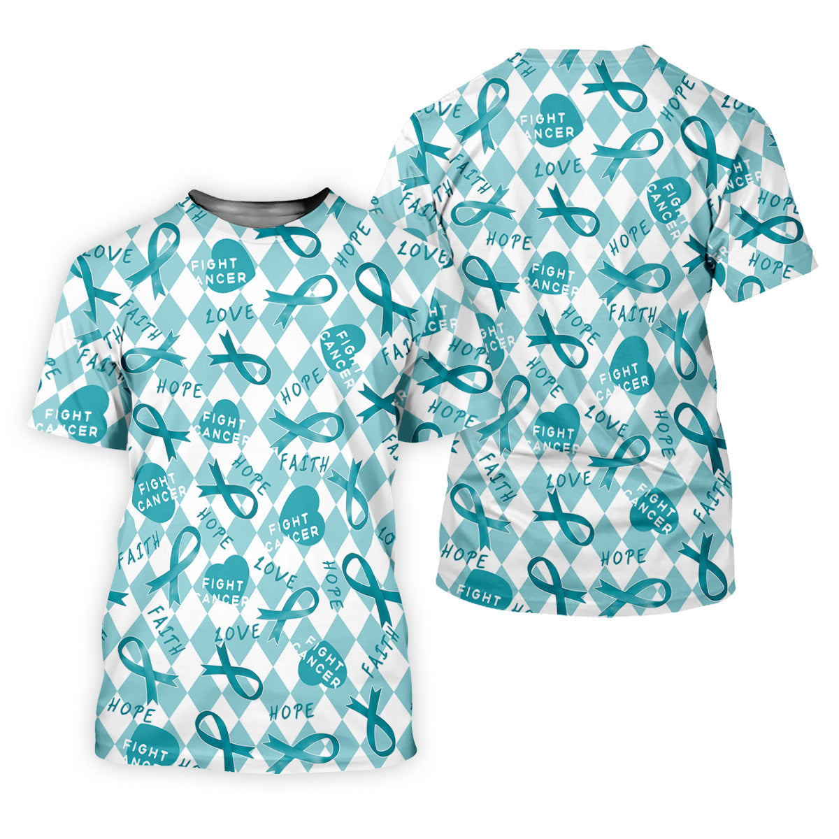 Ovarian Cancer Survivor Teal Ribbon Womens Golf Shirts, Ladies Golf Polos, Golfing Apparel