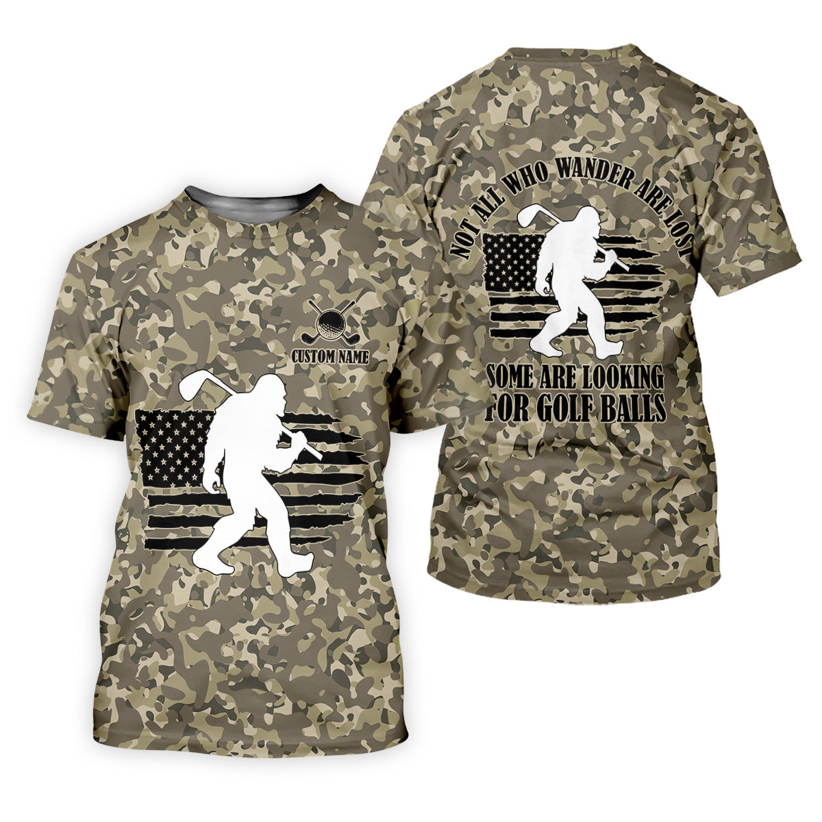 Not All Who Wander Are Lost Bigfoot Patriotic Golf Shirt, Camo Polo ShirtLadies Golf Shirts