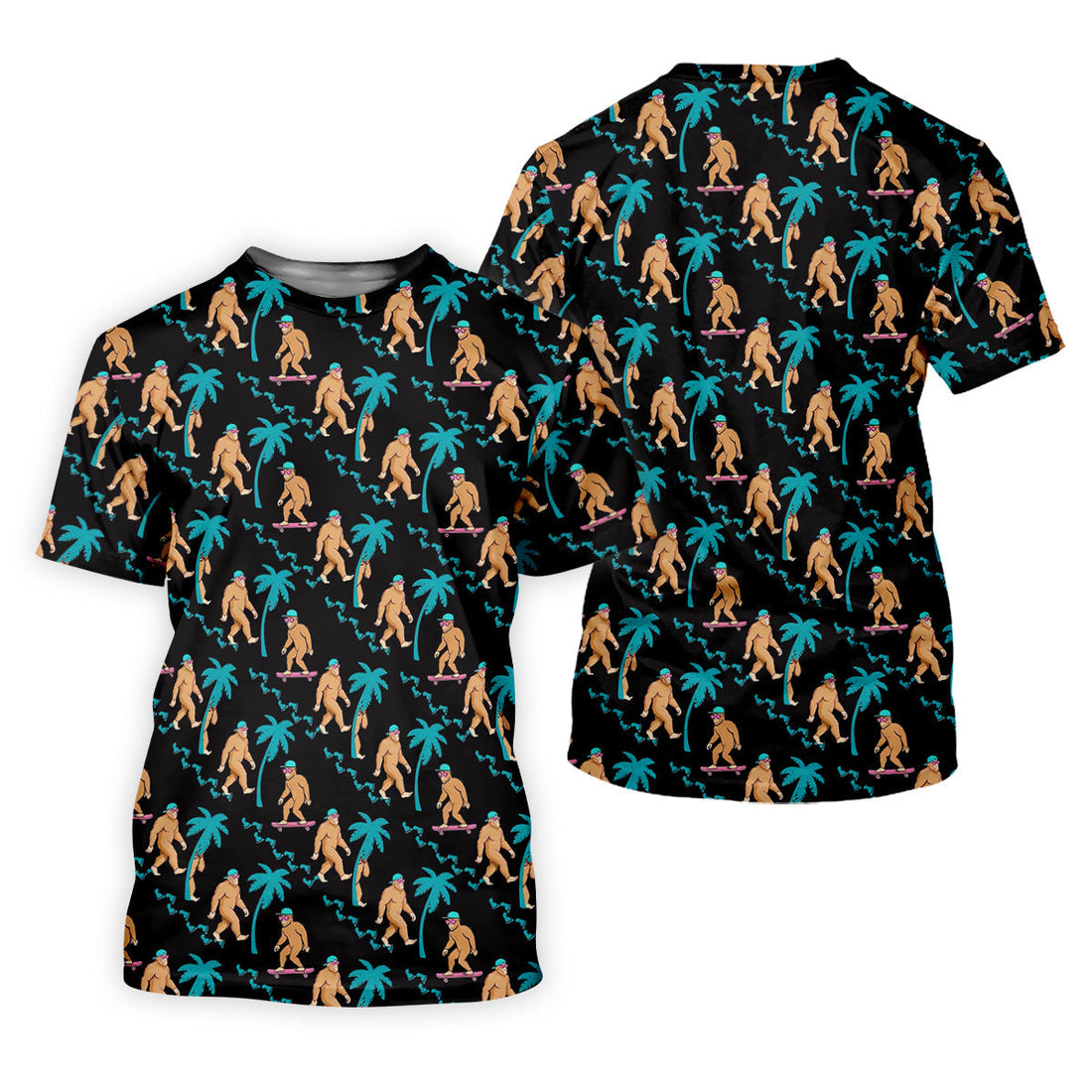 Funny Bigfoot Tropical Palm Golf Shirt, Golf Tops For Men, Hawaiian Golf Shirts, Polo ShirtFor Men