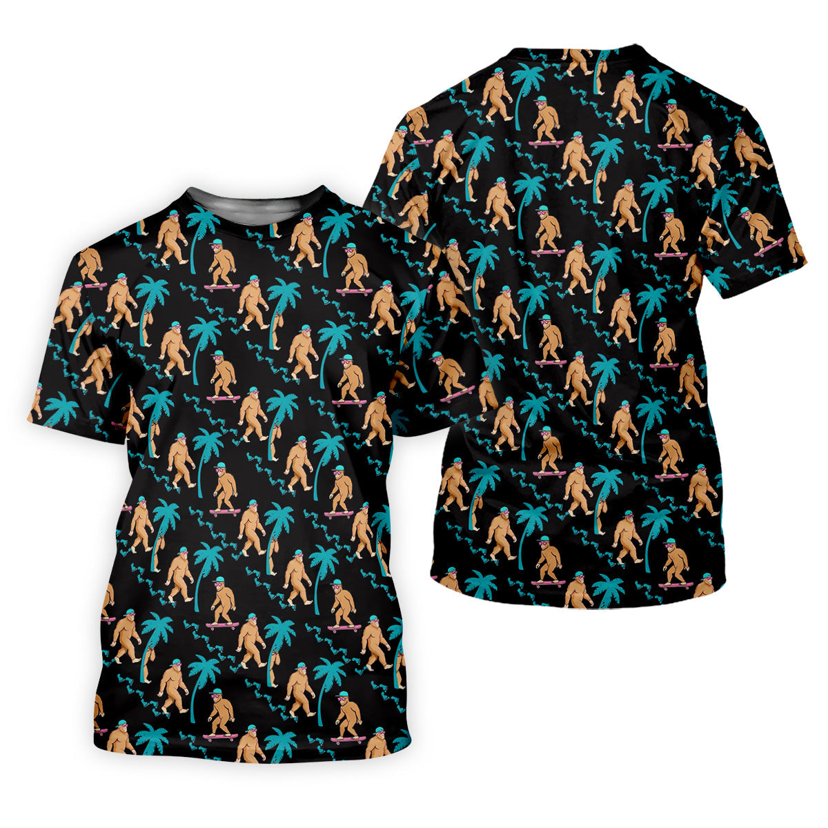 Funny Bigfoot Tropical Palm Golf Shirt, Golf Tops For Men, Hawaiian Golf Shirts, Polo ShirtFor Men