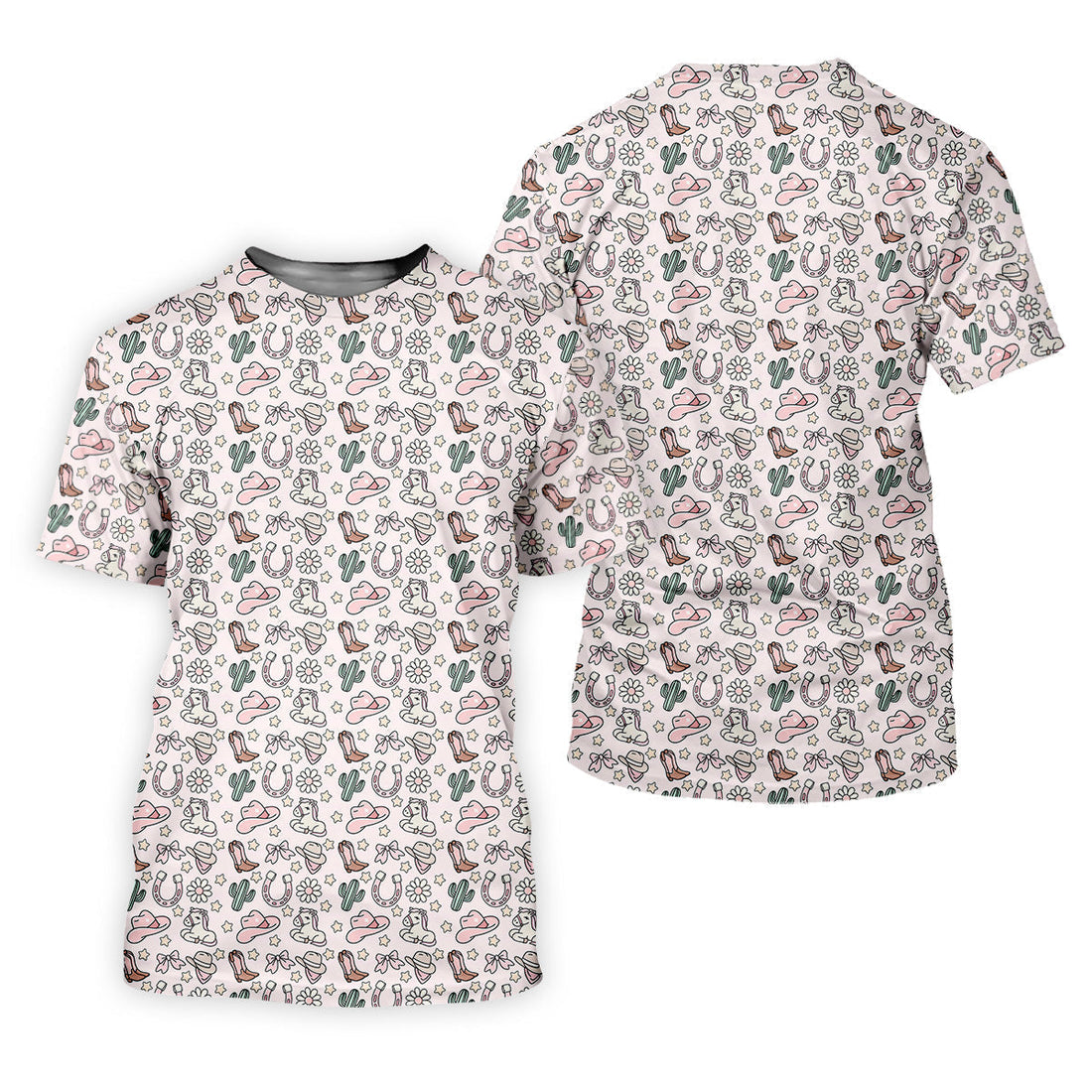 Western Cowgirl Seamless Pattern Pink Golf Shirt, Coquette Pattern Golf Shirt For Women, Ladies Golf Polos