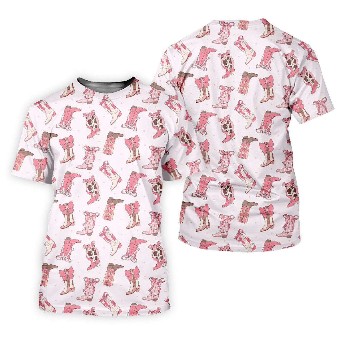 Coquette Bow Cowgirl Boots Womens Golf Shirts, Ladies Golf Shirts, Golfing Apparel