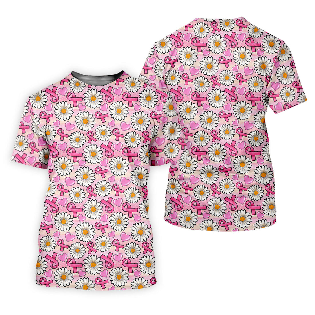 Daisy Pink Breast Cancer Golf Shirt, Women's Long Sleeve Golf Shirts, Ladies Golf Tops, Ladies Golf Polos