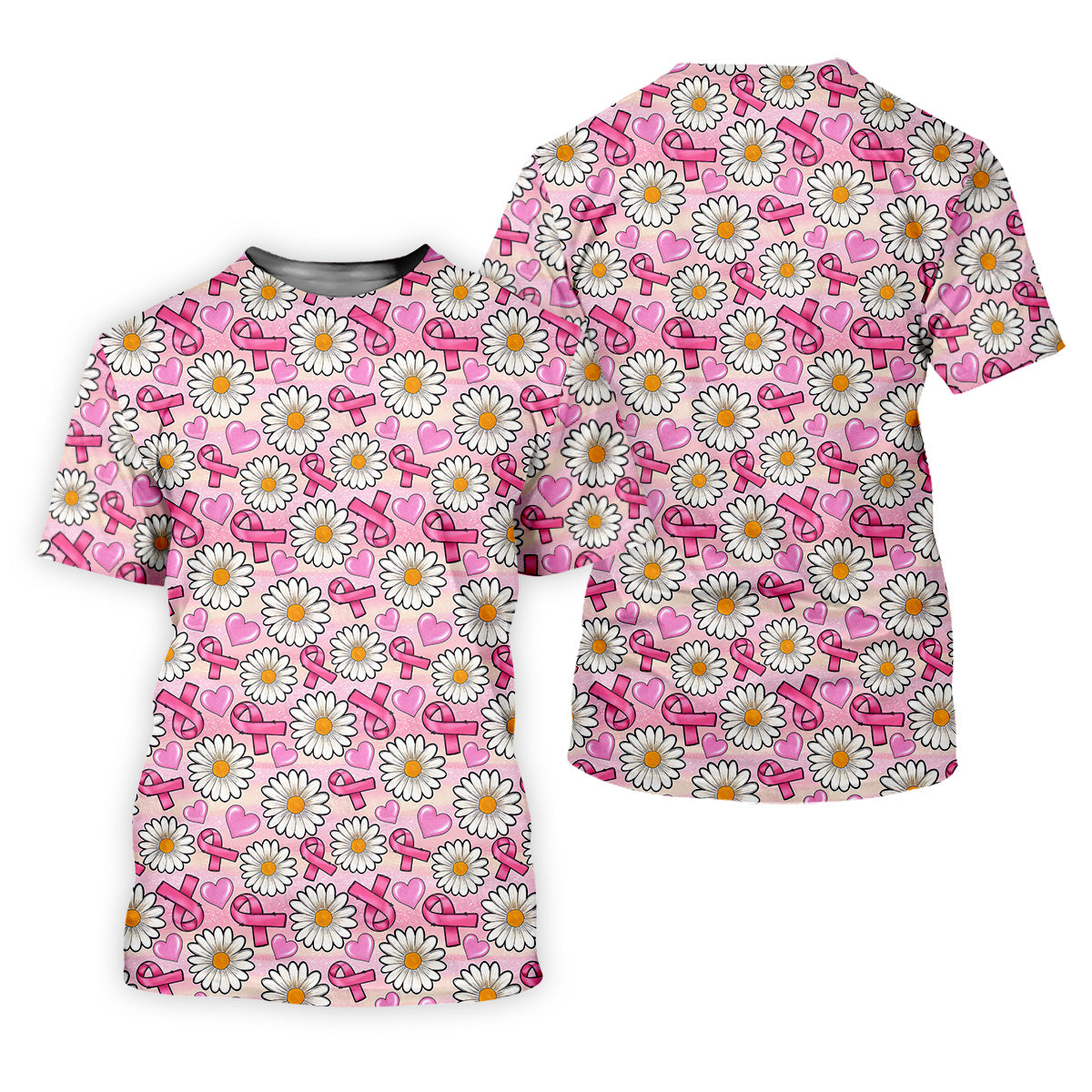 Daisy Pink Breast Cancer Golf Shirt, Women's Long Sleeve Golf Shirts, Ladies Golf Tops, Ladies Golf Polos
