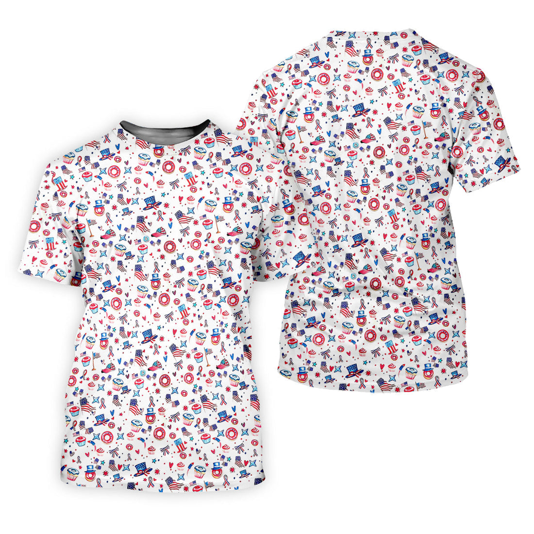American Flag Donut Pattern Fun Women's Golf Shirts, Ladies Patriotic Golf Shirts, Women's Polo Shirt
