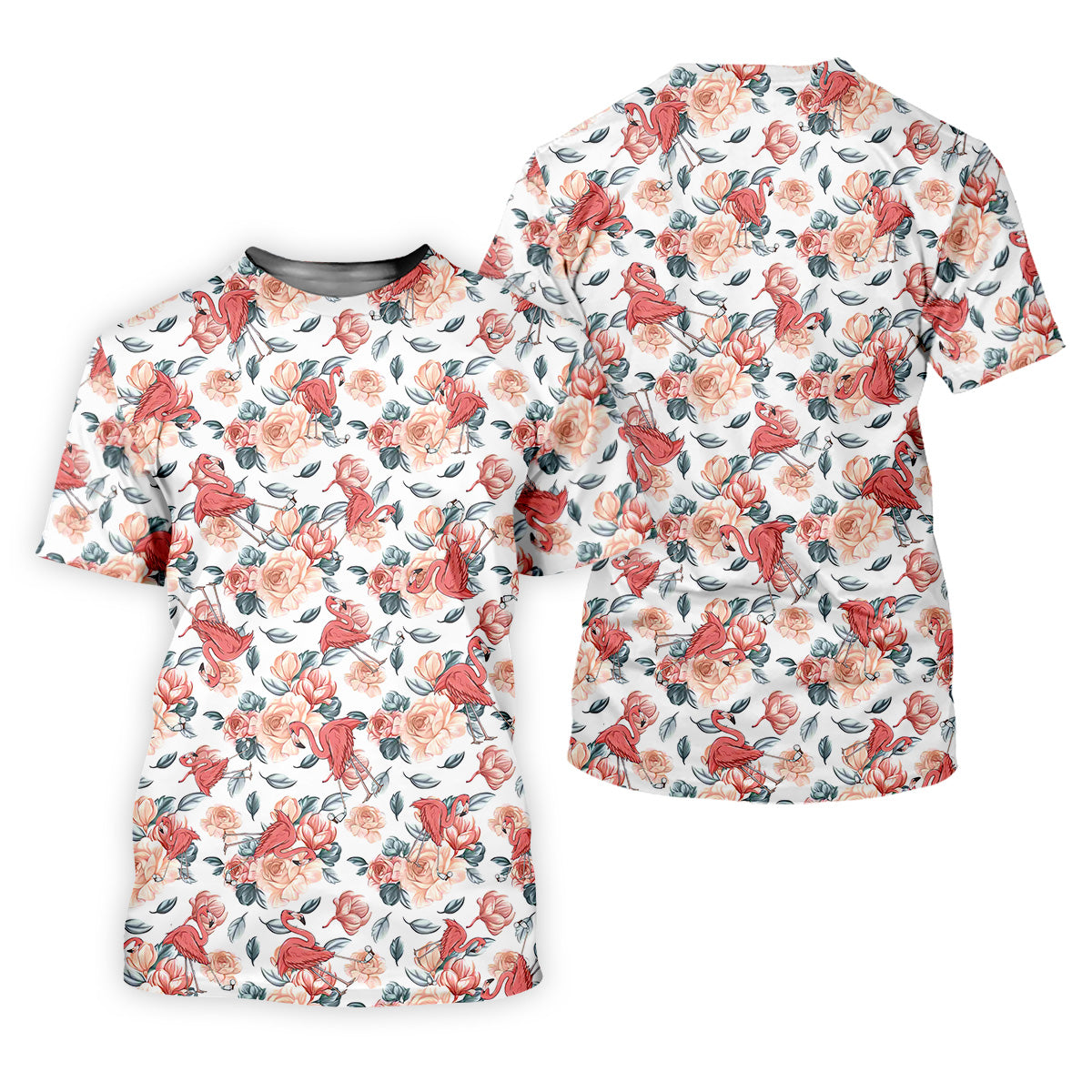 Floral Golf Shirt With Funny Flamingo, Womens Sleeveless Polo, Cute Golf Outfit, Pink Ladies Shirt