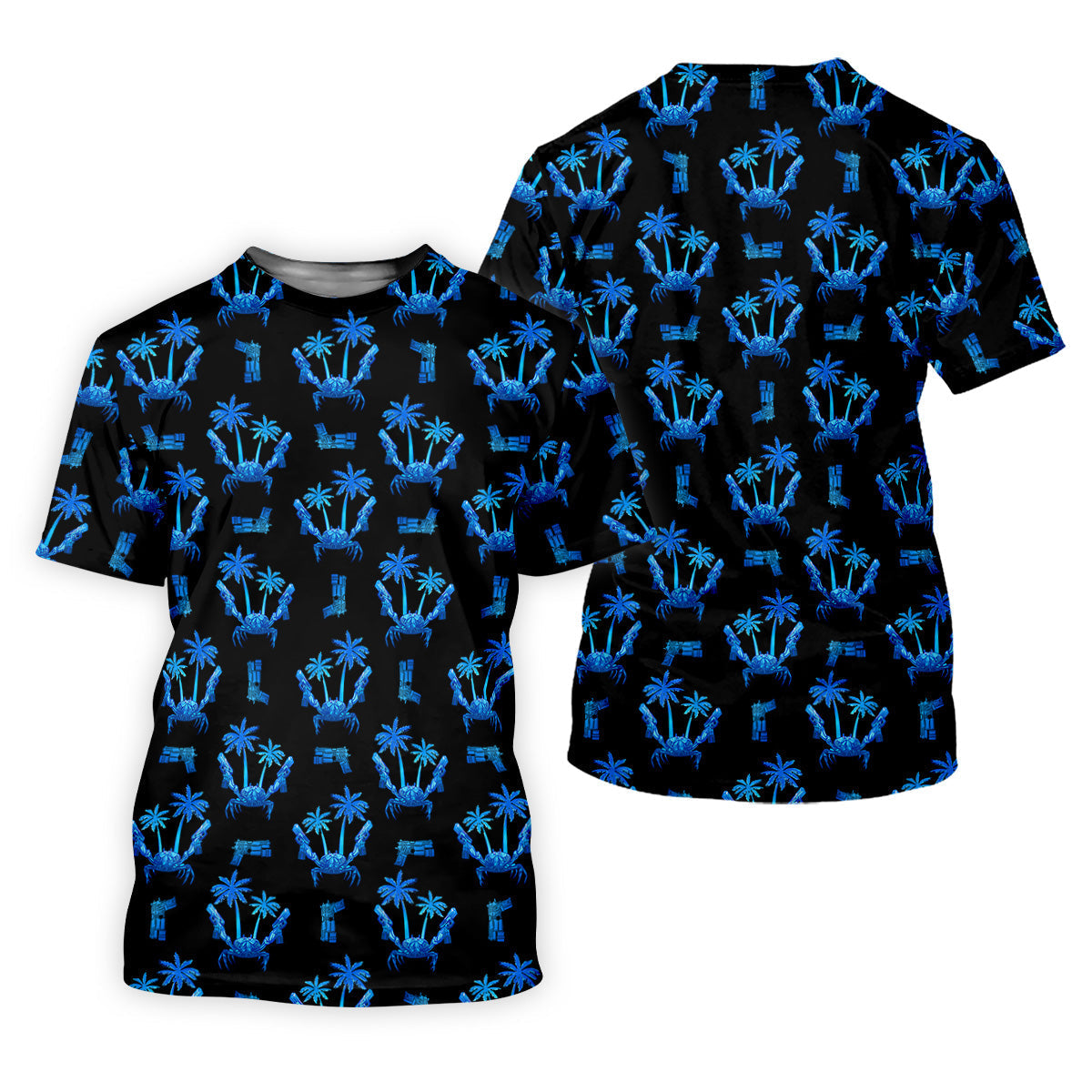 The Blue Crab Tropical Golf Shirts, Black Golf Shirt, Golf Gift For Men, Golf Shirts For Men