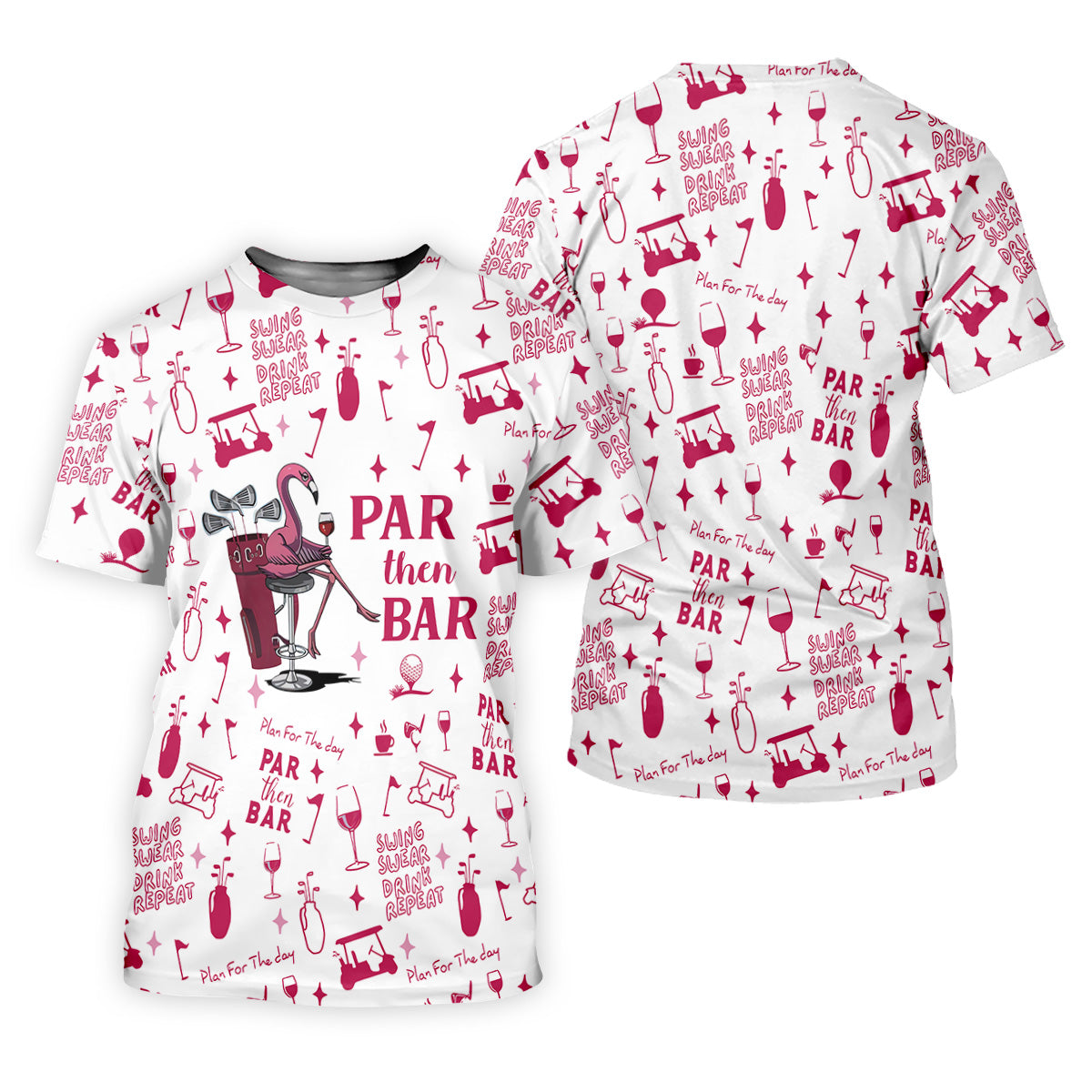 Swing Swear Drink Repeat Par Then Bar Flamingo Golf Shirt, Fun Men's Golf Polos, Polo ShirtFor Men