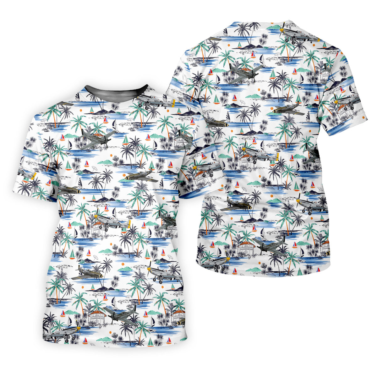Light Blue Airplane Tropical Golf Shirts, Polo ShirtFor Men, Gifts For Golf Lovers, Golf Shirts For Men