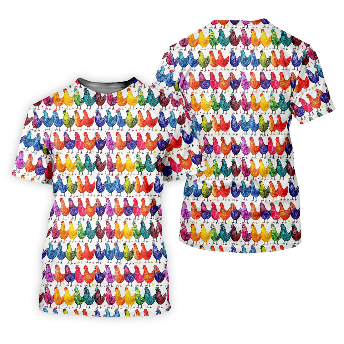 Whimsical Chicken Colorful Golf Shirt, Cute Golf Outfit, Polo ShirtFor Men, Golfing Apparel