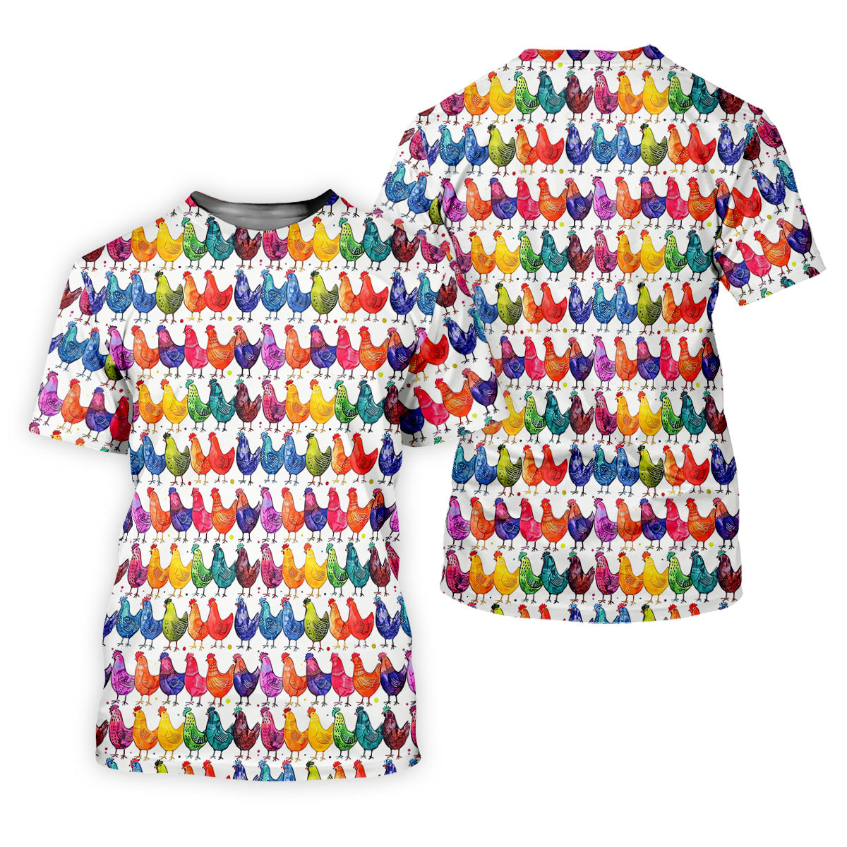 Whimsical Chicken Colorful Golf Shirt, Cute Golf Outfit, Polo ShirtFor Men, Golfing Apparel