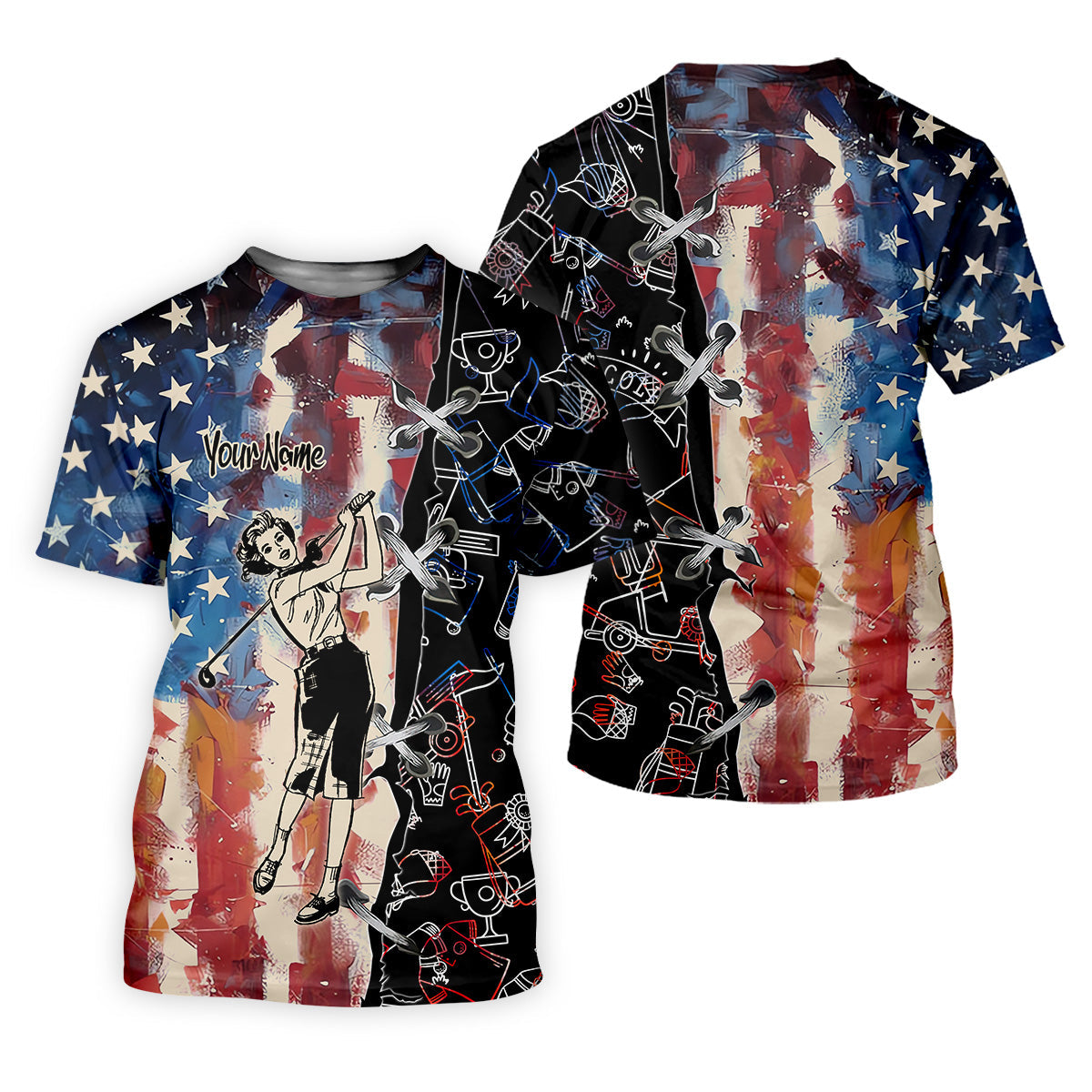 American Lady Retro Golf Shirt, Patriotic Golf Polos, Ladies Golf Shirts, Cool Golf Gift