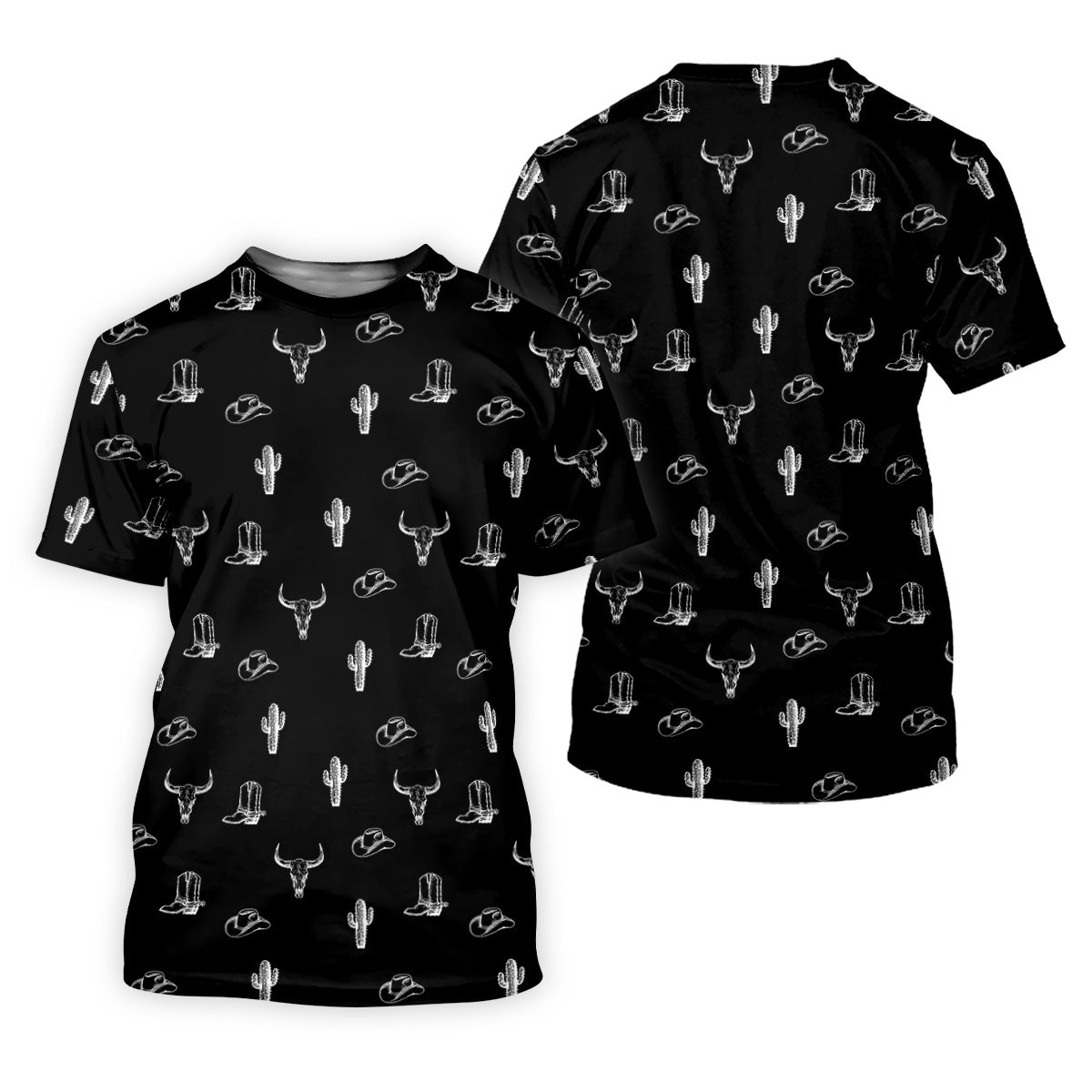 Wild West Cactus Black Western Golf Shirt, Golf Tops For Men, Polo Shirtor Men, Golfing Apparel