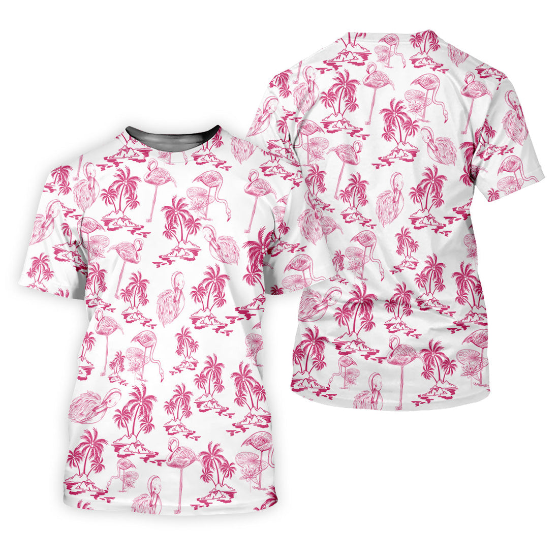 White And Pink Flamingo Tropical Men Polo, Polo ShirtFor Men, Golf Gift For Men, Golfing Apparel