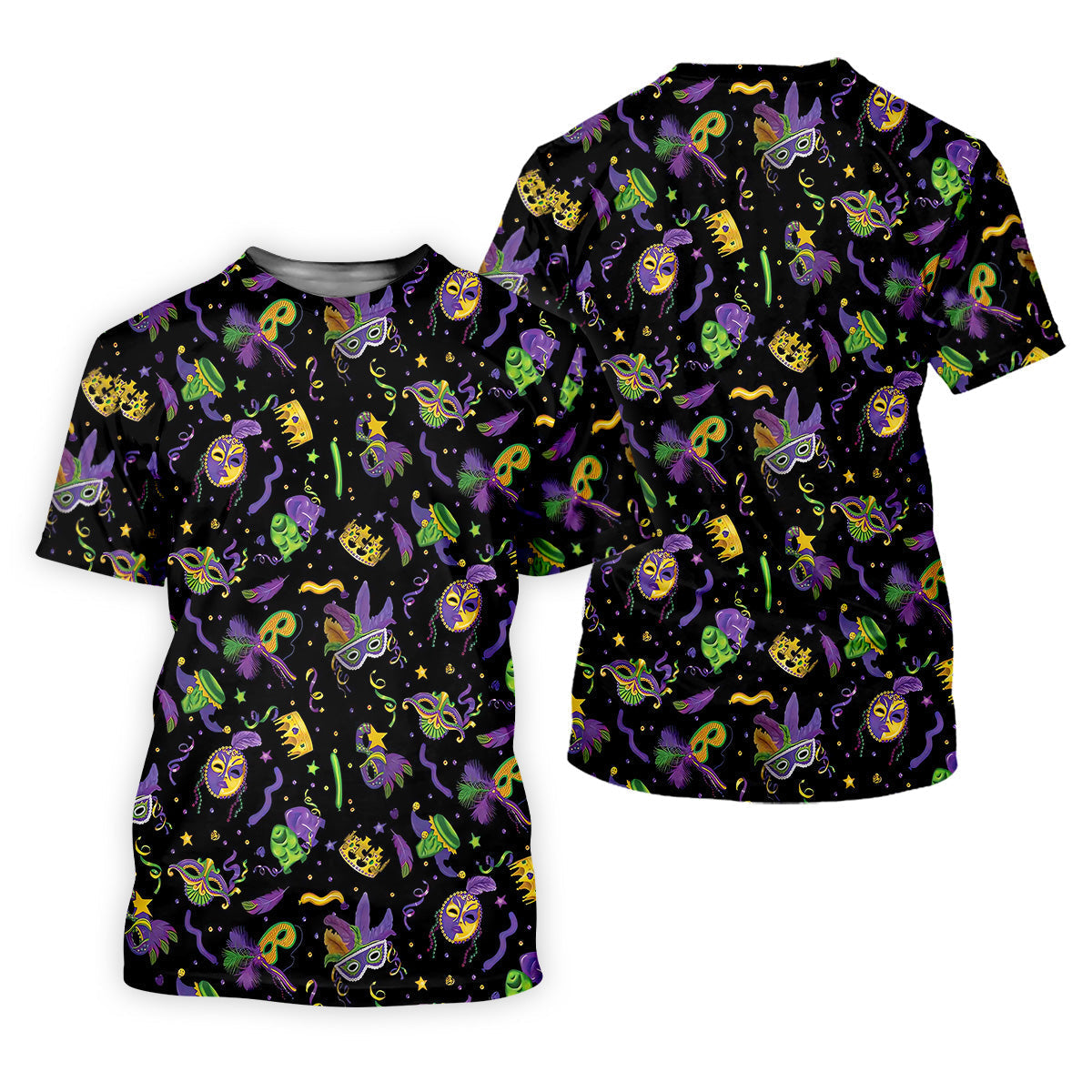 Mardi Gras Pattern Black Golf Polo ShirtLadies Sleeveless Tops, Ladies Golf Polos, Golfing Apparel