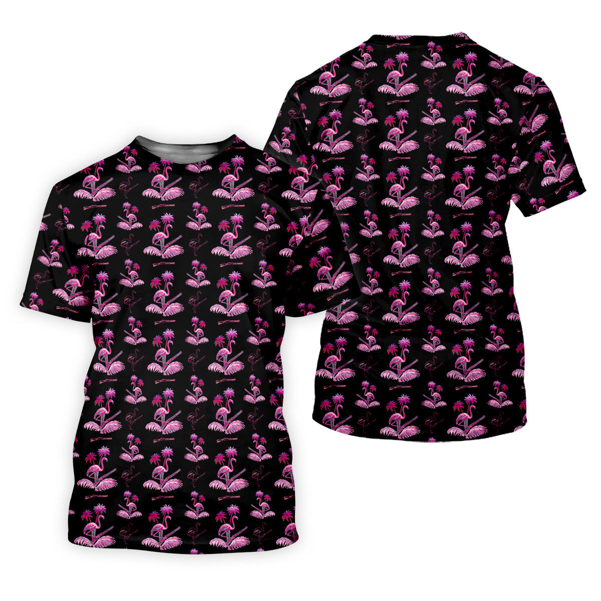 Flamingo Tropical Pink And Black Golf Tops For Men, Golf Gift For Men, Golf Shirts For Men