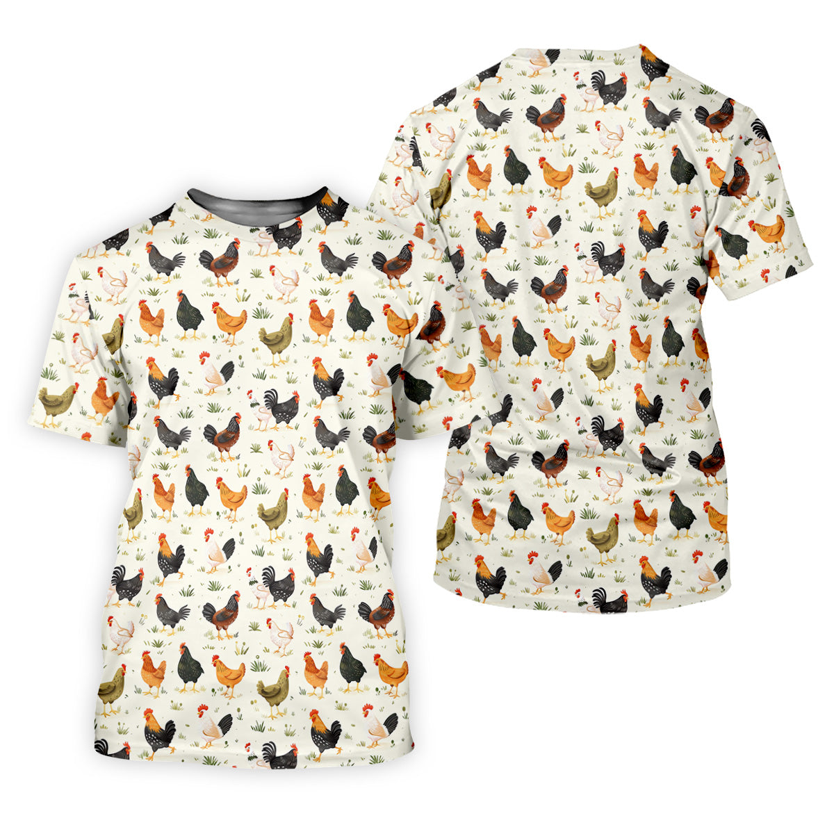 Chicken Rooster Beige Golf Tops For Men, Gift For Chicken Lover, Fun Golf Shirts For Men,Golfing Apparel