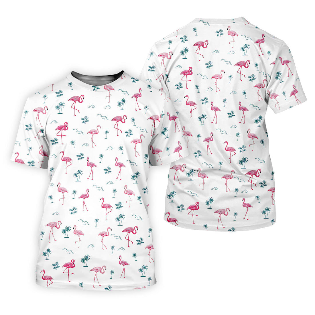 Flamingo Tropical White Polo Shirt, Summer Polo Shirt Unique Gift For Golfer