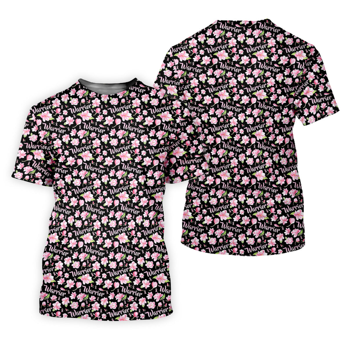 Warrior Pink Ribbons Floral Breast Cancer Golf Shirt, Ladies Golf Shirts, Women's Polo Shirt
