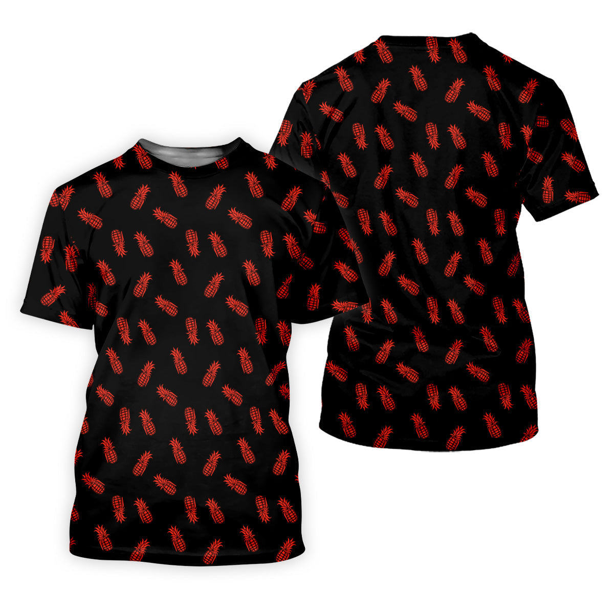 Pineapple Grenade Black And Red Golf Tops For Men, Men Polo, Golf Gift For Men