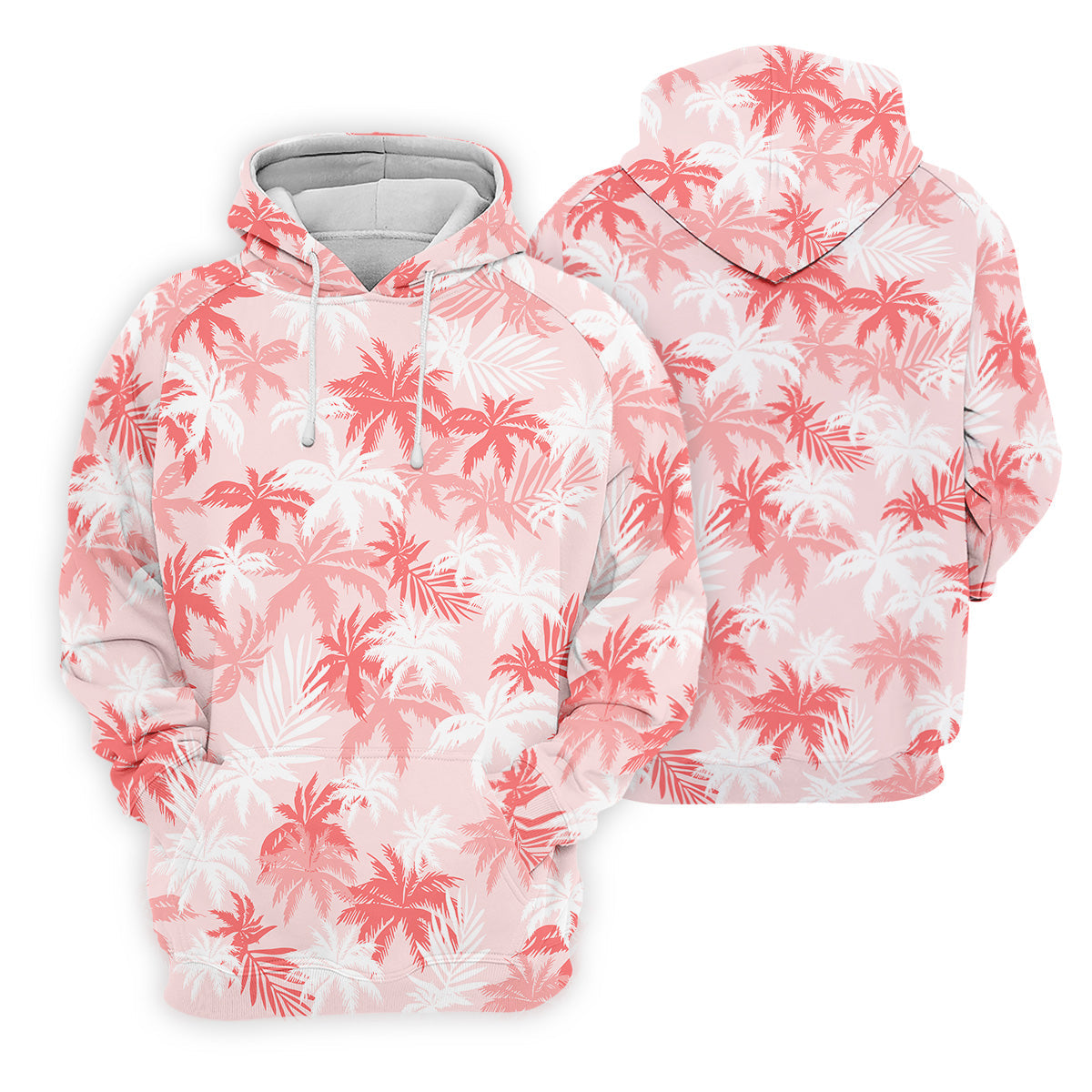 Palm Leaves Print Tropical Pink Golf Tops For Men, Hawaiian Golf Shirts, Polo ShirtFor Men