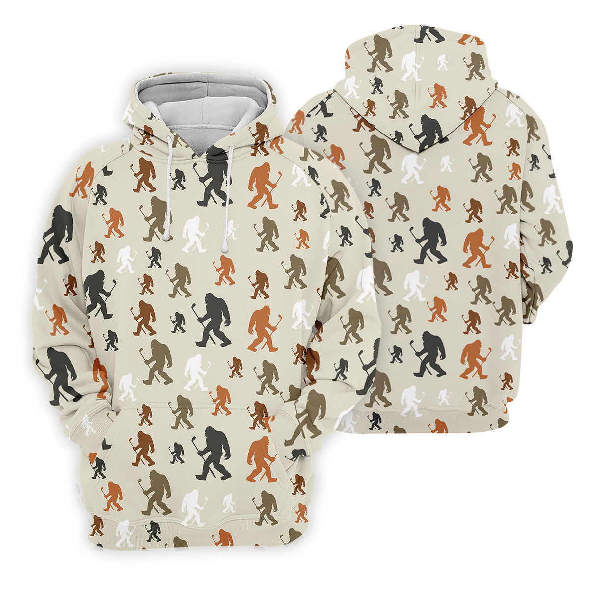 Bigfoot Silhouette Pattern Men's Funny Golf Shirts, Polo Shirtor Men, Cool Golf Gift