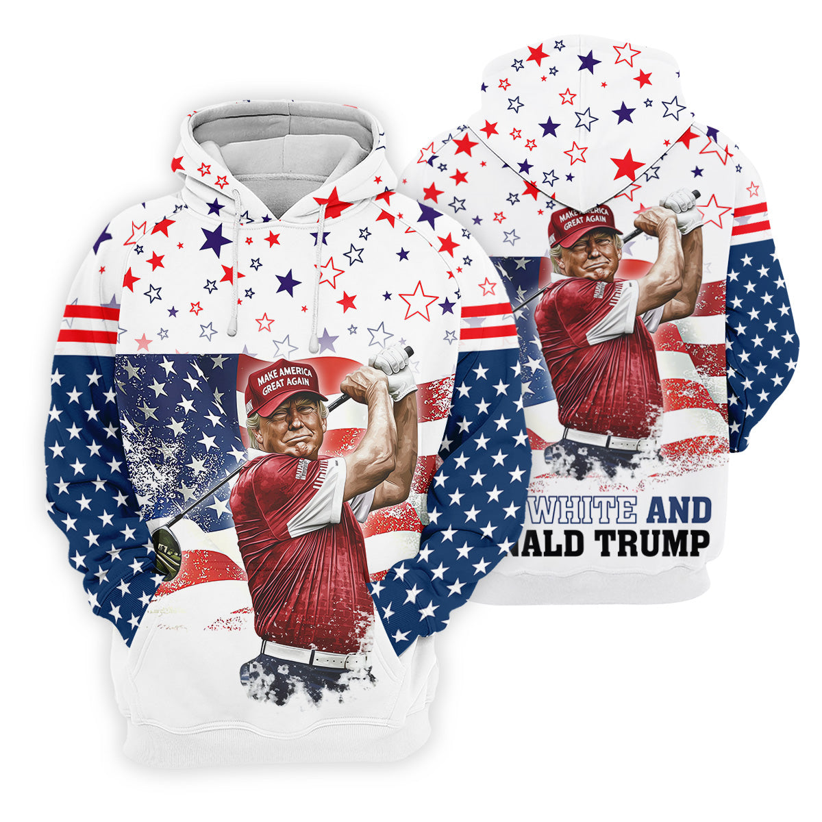 Red White And Donald Trump Men's Patriotic Golf Shirts, Polo ShirtFor Men, Golfing Apparel