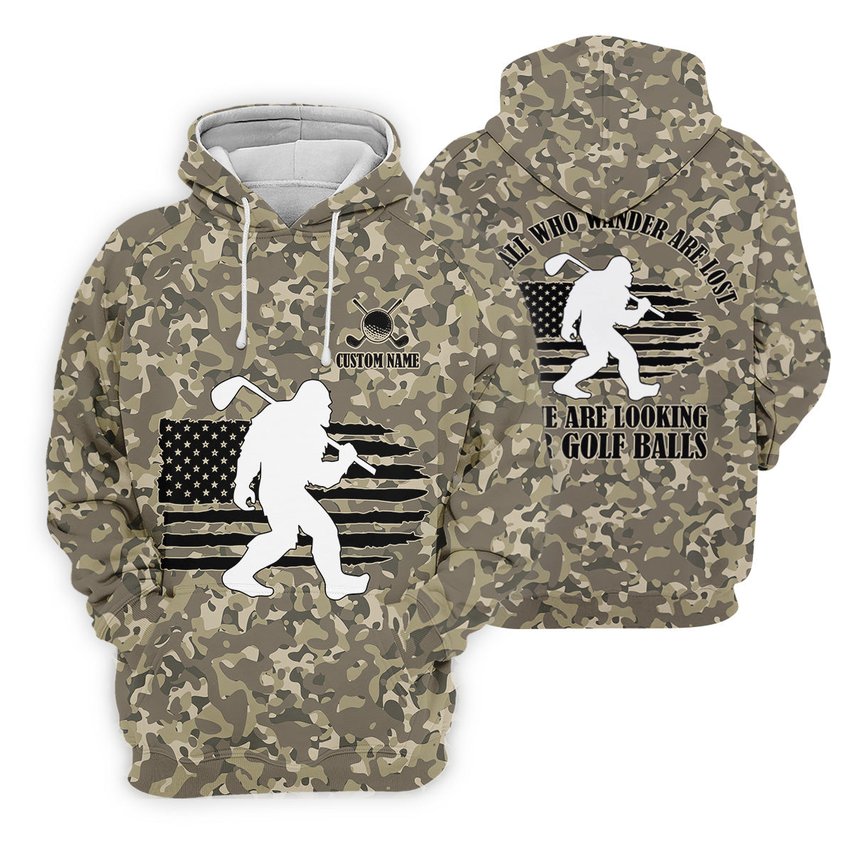 Not All Who Wander Are Lost Bigfoot Patriotic Golf Shirt, Camo Polo ShirtLadies Golf Shirts