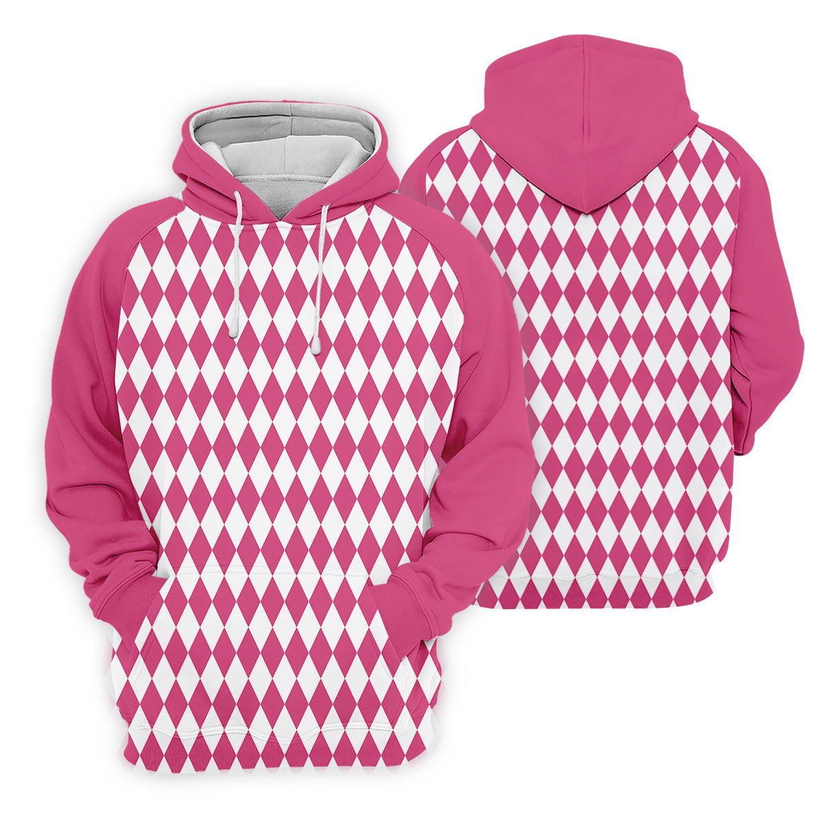 White And Pink Argyle Pattern Men Polo, Polo ShirtFor Men, Golf Gift For Men, Golfing Apparel