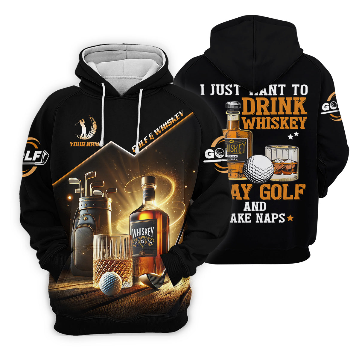 I Just Want To Drink Whiskey Play Golf And Take Naps Men's Funny Golf Shirts, Polo For Men