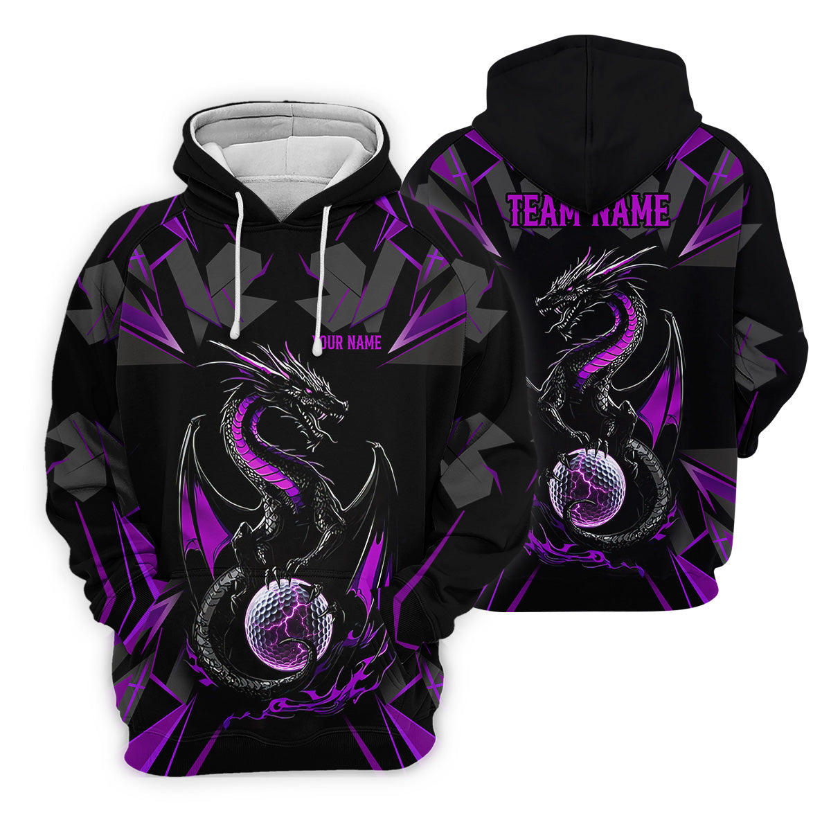 Black And Purple Dragon Golf Team Shirt, Womens Golf Tops, Ladies Golf Shirts, Golfing Apparel