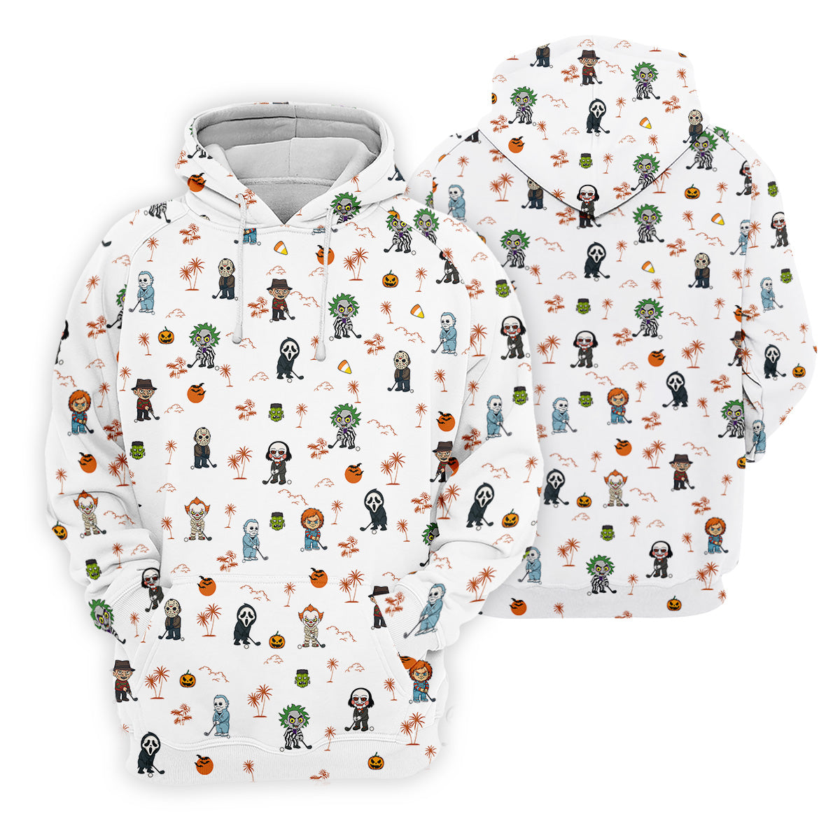 Horror Halloween Character Women's Hawaiian Golf Shirts, Womens Golf Tops, Horror Movie Shirt