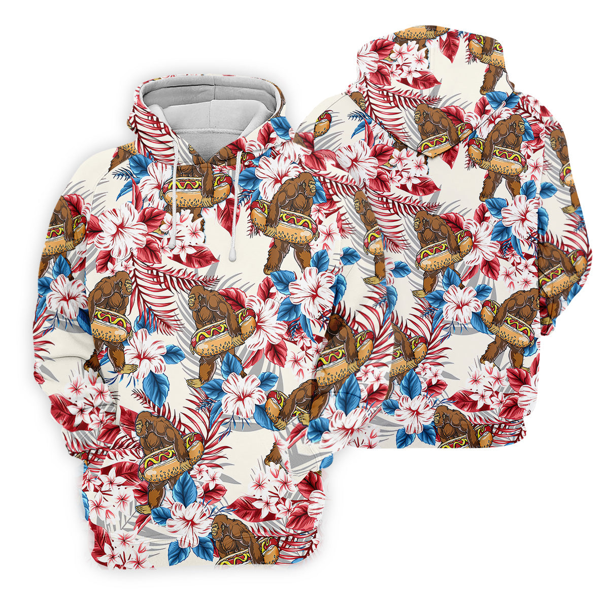 Bigfoot Hawaiian Shirts, Funny Hotdog Men Polo, Fun Golf Shirts For Men, Golfing Apparel