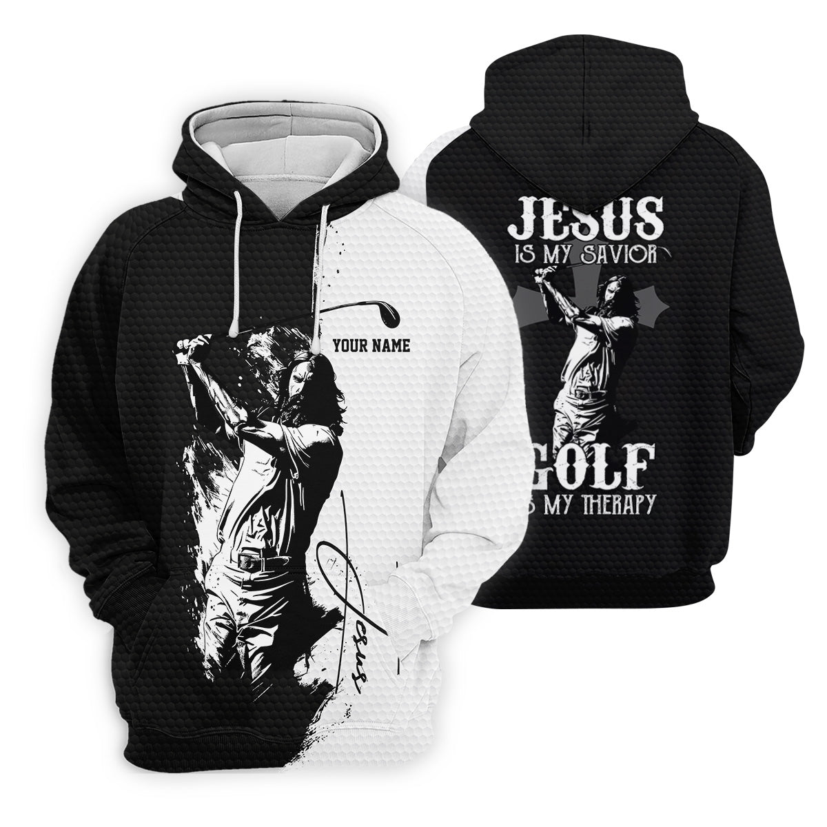 Jesus Is My Savior Golf Is My Therapy Christian Golf Shirt, Black And White Golf Polo, Polo ShirtFor Men