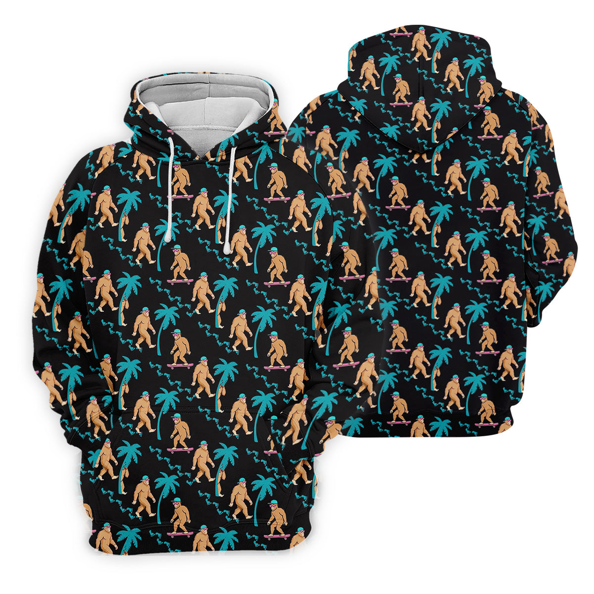 Funny Bigfoot Tropical Palm Golf Shirt, Golf Tops For Men, Hawaiian Golf Shirts, Polo ShirtFor Men